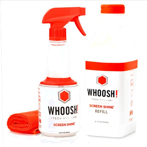 WHOOSH! Screen Cleaner Spray & Refill Bundle | 16.9 & 32.1 fl oz + 1 Microfiber Cloth (14x14)