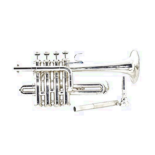 SCEXPORTS New Piccolo Trumpet Key Bb Free Hard Case & MouthPiece (crome)