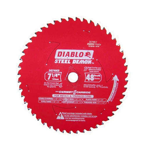Freud Diablo D0748CF STEEL DEMON 7 1/4 inch 48 Teeth Metal and Stainless Steel cutting Saw Blade CERMET II Carbide Up to 5X Longer Life