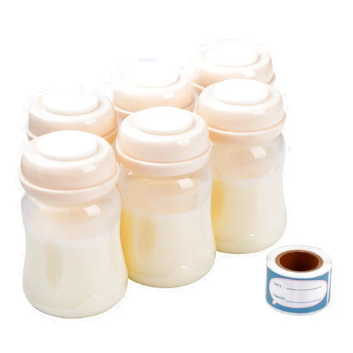 Phanpy Breast Milk Storage Bottles 6pcs with Handwriting Stickers, 6oz Breastmilk Storage Containers for Fridge, Wide Neck Breast Milk Freezer Storage Organizer, Compatible with Phanpy Breast Pump