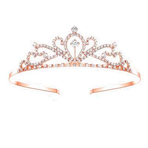 Lovelyshop Handmade Rhinestone Waterdrop Tiara for Wedding Prom Birthday Pageant - Rose Gold
