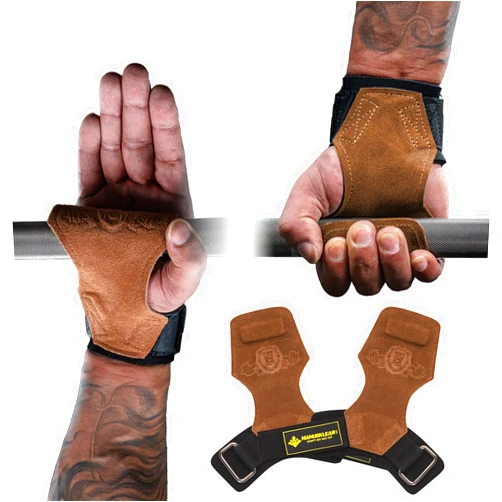 M MANUEKLEAR MANUEKLEAR Gym Straps Weight Lifting, Double Leather Lifting Straps for Men Deadlift with Cushion Wrist Loop, Gym Lifting Wrist Wraps for Weightlifting