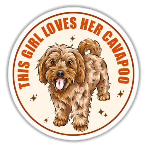 ZANEMIRU Dog Lover Sticker Cavapoo Girl Cool Vintage Retro for Dog Mom This Girl Loves Her Cavapoo Colors Vinyl Sticker, Weather-Resistant Sticker for Water Bottles, Laptop, Window, Car Size 5