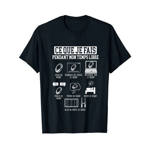 SteMi Rugby Vêtement Cadeau XV De France Rugby What I Do During My Free Time Rugby XV France T-Shirt