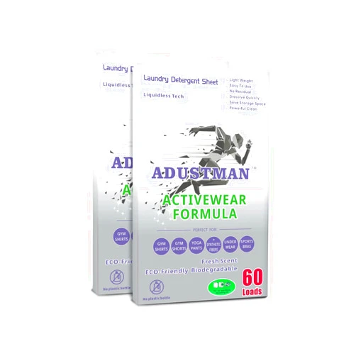 ADUSTMAN Laundry Detergent Sheets Active Wear Formula Breeze Fresh 120 loads 2 Pack Liquid-less Tech Earth-Friendly More Convenient Wash Laundry Liquid Pods Powder