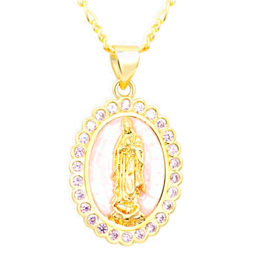 Levlanc Virgin Mary Necklace - Christian Jewelry For Women - Miraculous Medals Catholic - Christian Necklace For Women - Catholic Jewelry - Virgin Mary Pendant - Christian Gifts for Women (Pink)
