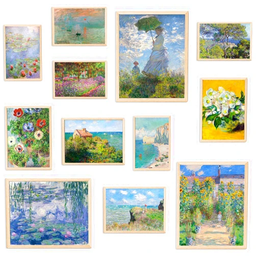 KBKBART Claude Monet Eclectic Wall Art, Monet Prints for Wall Decor, Eclectic Home Decor Canvas Impressionist Painting, Monet Water Lilies Exhibition Poster for Room Aesthetic, Classic Monet Gallery Art Prints Maximalist Decor - UNFRAMED