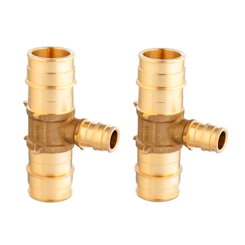 EFIELD (Pack of 2) EFIELD Pex A Expansion Full Flow Brass Fittings 1inch x1 inch x1/2 inch Reducing Tee, ASTM F1960-2 Pieces
