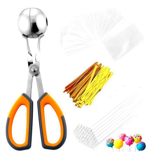 Ucnemous Cake Pop Making Kit,Including 100 Cake Pop Sticks 4 Inch Sucker Sticks,100 Cake Pop Bags with Twist Ties,Cake Pop Mold Scooper,Cake Pop Maker Tools for Cakepops,Lollipop,Candies,Chocolates and Cookies