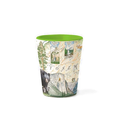 Xplorer Maps Yosemite National Park Map Ceramic Shot Glass, BPA-Free - For Office, Home, Gift, Party - Durable and holds 1.5 oz Liquid
