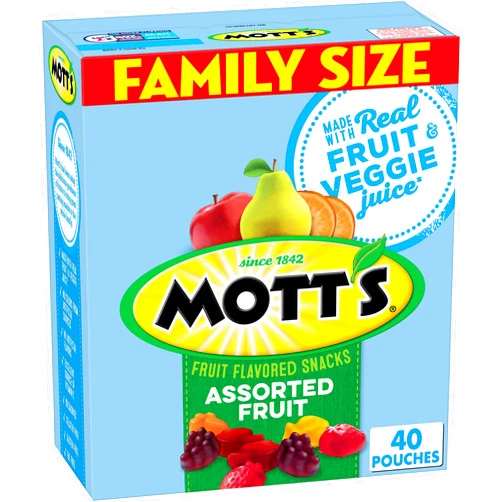 Mott's Fruit Flavored Snacks, Assorted Fruit, Gluten Free Snack, Family Pack, 40 Ct, 32 oz