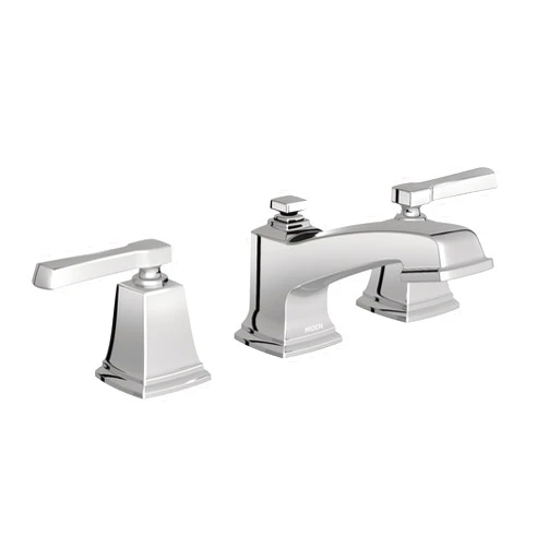 Moen Boardwalk Chrome Two-Handle High Arc Widespread Bathroom Sink Faucet for 3-Hole Setups with Valve Included, TV6220