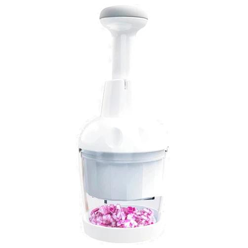 Longmann Pampered Chεf Food Chopper, Vegetable Chopper, Onion Chopper, Garlic Chopper, Nuts Chopper - Hand Chopper For Vegetables Salads Fruits, Nuts. Dishwasher-safe, White, Easy to Clean