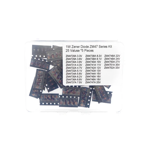 HUABAN 25 Values * 5 Pieces SMD ZM Series 1W LL-41 Glass Case Silicon Planar Zener Diodes 3V3 to 33V