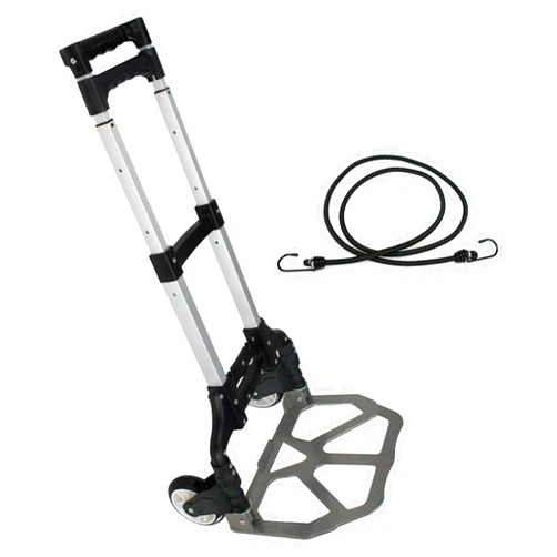 F2C Portable Folding Hand Truck Aluminium Luggage Trolley Cart and Dolly 175 lbs Capacity with Black Bungee Cord, Telescoping Handle, PVC Wheels with Double Bearings for Travel Office Auto Moving