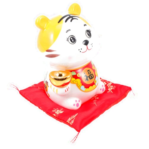 VOSAREA 1 Set Tiger Ornament Piggy Bank House Decorations for Home Saving Pot New Year Chinese Table Top Decor The Tiger Shape Piggy Bank White Porcelain Child Dining Table China