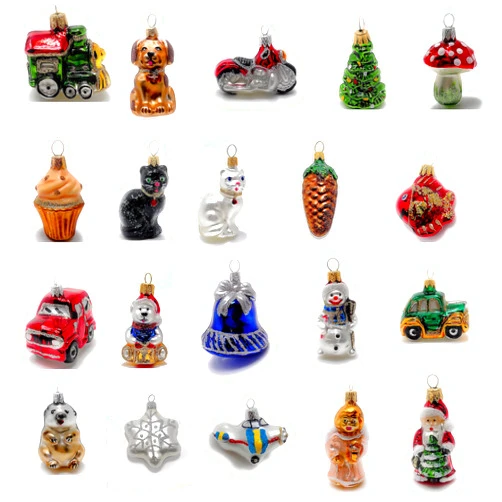 Polish Gallery Mini Christmas Ornament Blown Glass Handcrafted (Mix of 20)