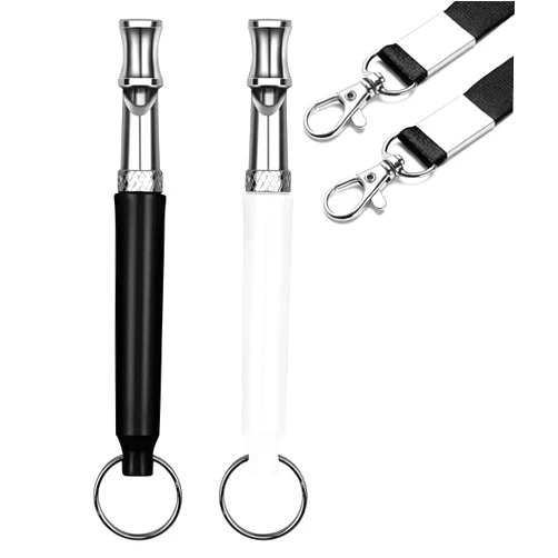 PRAKSHI Dog Whistle 2 Pack, Dog Whistle to Stop Barking Neighbors Dog, Adjustable Ultrasonic Silent Dog Whistle, Professional Recall Dog Training Whistles, with Lanyard, Black