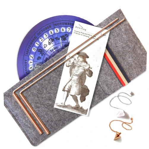 FM&OT Copper Dowsing Rod - 99.9% Pure Copper - Water Divining Witching, Energy Healing, Paranormal, Ghost Hunting, Gold, Yes No Questions. Instructions and Bonus Pendulum - 5x13 Inch Divining rods