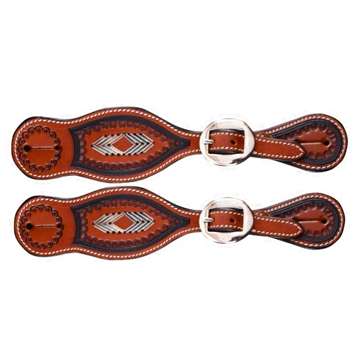 Showman Youth Embossed Argentina Cow Leather Spur Straps