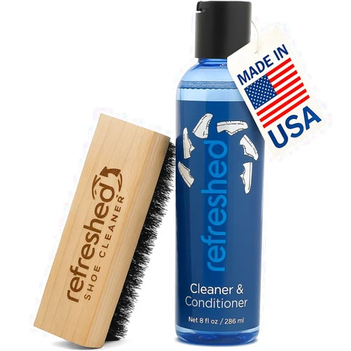 Refreshed Shoe Cleaner Starter Cleaning Kit - 1x Advanced Cleaning Solution, 1x Shoe Cleaning Brush For Suede, Leather, Canvas, and Mesh Shoes and White Sneakers.