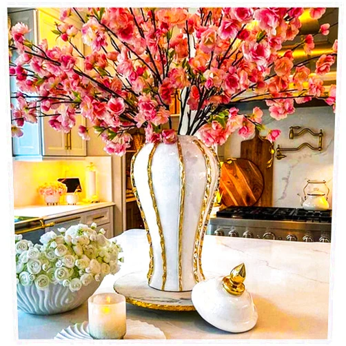 QJXX Ginger Jar, White Gold Ceramic Vase Large Handmade Porcelain Vases with Lid, White Gold Decorative Flower Vase for Home, Living Room, Weddings, Centerpieces (18in with Lid)