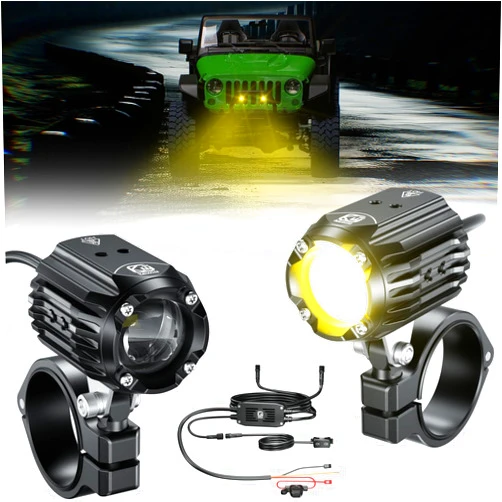 Kewig LED Drving Light, LED Offroad Light 60W 5000LM Driving Offroad Light, White/Amber Combo Beam Light with Mount Brackets Spotlights Work Lights Compatible with Trucks Jeep ATV UTV Motorcycle