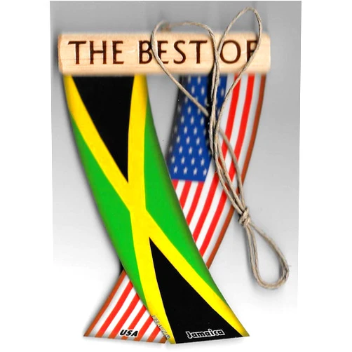 Uflagz JAMAICA AND USA JAMAICAN AMERICAN CARIBBEAN REARVIEW MIRROR MINI BANNER HANGING FLAGS FOR THE CAR UNITY FLAGZ™..