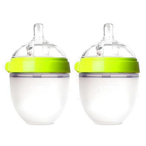 Comotomo Natural Feel Baby Bottle, Anti-Colic Nipple for Newborns, Slow Flow, Green, 5 Ounce, 2 Count