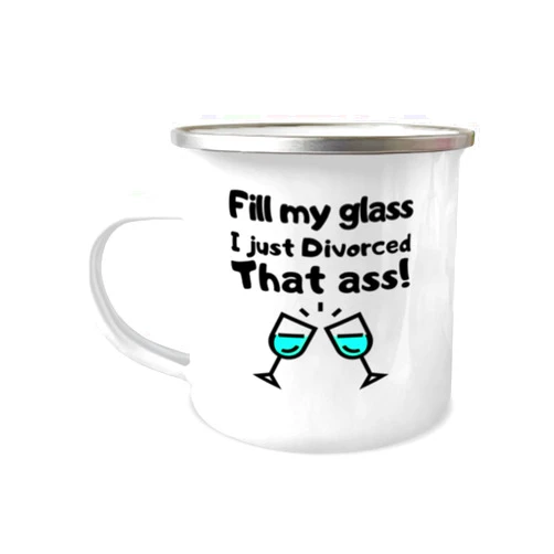Teegarb Letter Blanket Camper Mug 12oz Camper Mug 12oz Novelty Ex-Wife Divorce Ex-Husband Joke Drinking Funny Saying Fill My Glass I Just Divorced That Ass Sarcasm