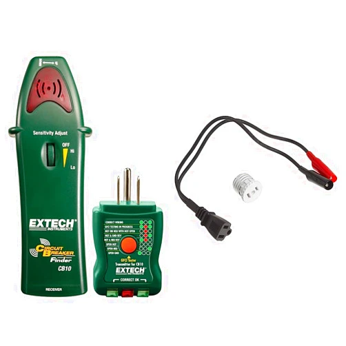 Extech - 1218G94EA - CB10 Circuit Breaker Finder & Southwire 58292240 60030S Circuit Breaker Finder Adapter/Accessory Kit; Includes Alligator Clips and Light Bulb Circuit Adapter
