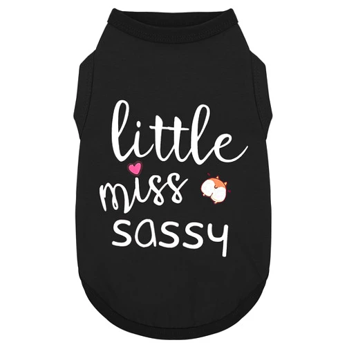 Paiaite Dog Clothes Fashionable Sleeveless Pet Vest: 'Little Miss Sassy' Printed Cotton Dog Shirt, Ideal for Small, Medium, and Large Breeds, Ensuring Comfort and Breathability Black S