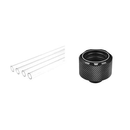 Thermaltake Pacific DIY LCS PETG Hard Tubing and Black Compression Fittings Bundle (4-Pack)