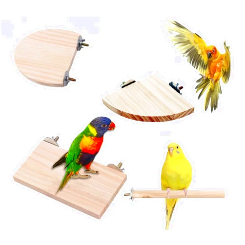 XLpeixin 4pcs Bird Wood Perch Bird Platform Parrot Stand,Cage Accessories for Small Anminals Rat Hamster Gerbil Rat Mouse Lovebird Parakeet Exercise Toy