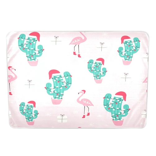 Susiyo Cute Christmas Cactus Portable Changing Pad 3 Layers Waterproof Diaper Changing Mat Travel Washable Mattress Pad Reusable Under Pads Changing Pad Liners 34