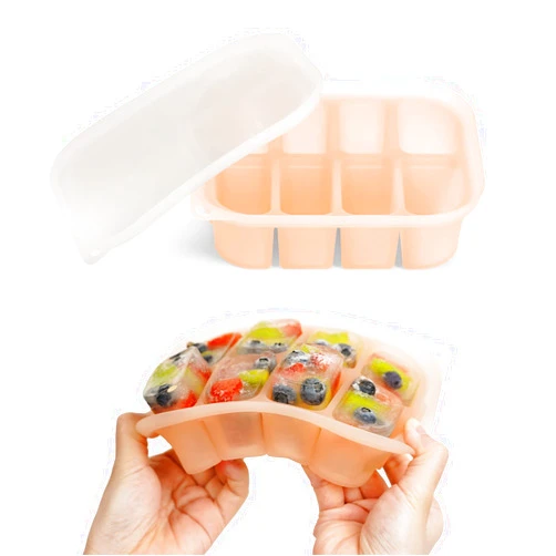 haakaa Silicone Baby Food Freezer Tray with Lid by haakaa - Perfect Storage Container for Homemade Baby Food, Vegetable & Fruit Purees, and Breast Milk, Blush