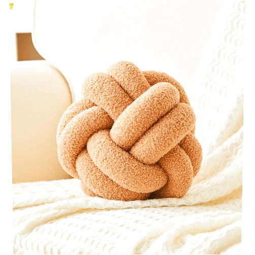 Lokaluo Knot Pillows Ball Throw Pillows 2 Cord Aesthetic Round Cute Plush Pillows Home Decor,woolkhaki 11inch