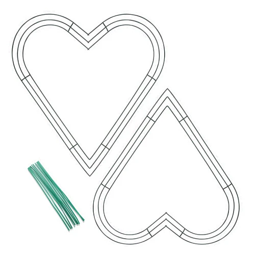 Upstout Pack of 2 Heart Shaped Wire Wreath Frame (12 Inch) – Dark Green Metal Wreath Frame with 10 Twist Ties for DIY, Crafts & Floral Decorations on Weddings, Christmas Party, Celebrations