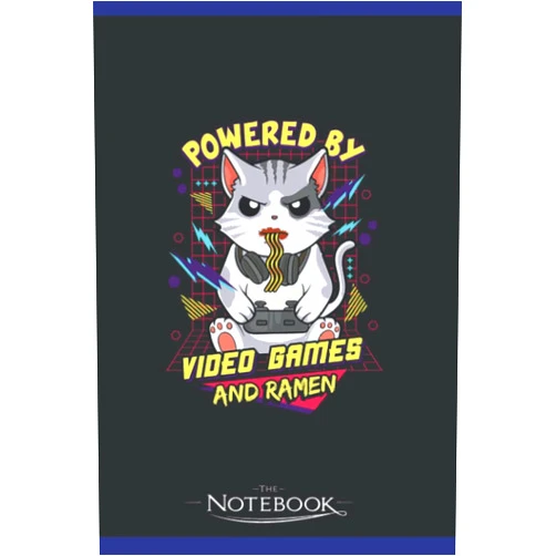 Leslie Reynard Notebook: Powered By Video Games Ramen Anime Cat 2: Notebook Gifts 120 Pages Lined 6 x 9 inches College Ruled Paper, Planner | Perfect As A Gift for All Ages