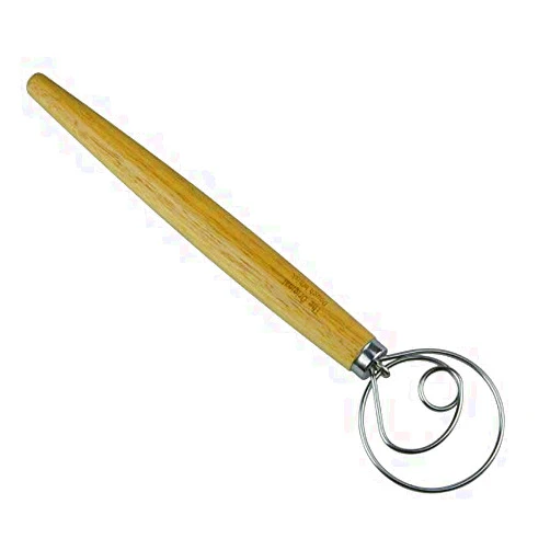 Darnell Nehemiah 13 Inch Oak Handle Dough Whisk Blender Cake Bread Pastry Dough Mixer Stick Handle Egg Beater Tools Baking Pastry Blender
