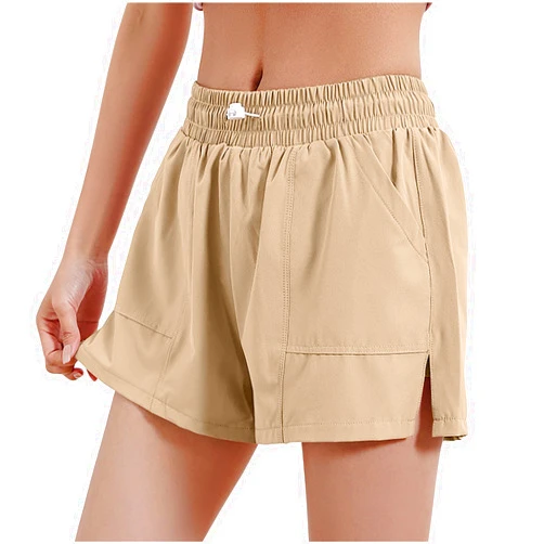 Generic Running Shorts for Womens Summer Loose Solid High Waisted Quick Dry Fitness Workout Sweatpants Short with Pocket