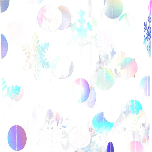 OURUOLA Iridescent-Holographic Christmas Party-Decorations Snowflake-Snow Garland - 61Ft Winter Wonderland Frozen Hanging Paper Streamers Banner,Birthday New Year Decor Ouruola
