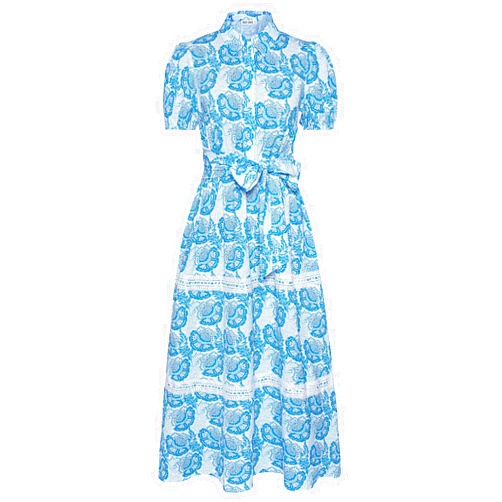 GRACE KARIN Women's 2026 Summer Floral Flowy Dresses Boho Tie Belt Short Puff Sleeve A Line Maxi Shirt Dress with Pocket