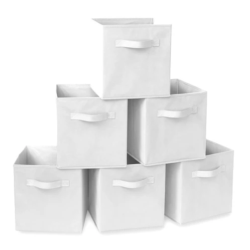 Casafield Set of 6 Collapsible Fabric Cube Storage Bins, White - 11
