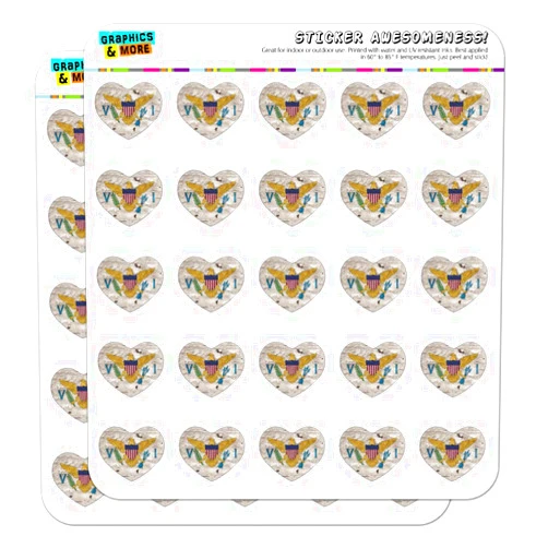 GRAPHICS & MORE Rustic Distressed Virgin Islands Flag Heart Shaped Planner Calendar Scrapbook Craft Stickers