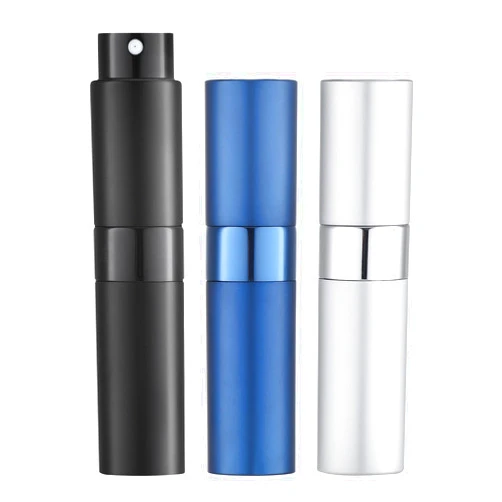 LISAPACK 8ML Atomizer Perfume Spray Bottle for Travel (3 PCS) Empty Cologne Dispenser, Portable Sprayer (Black, Silver, Blue)