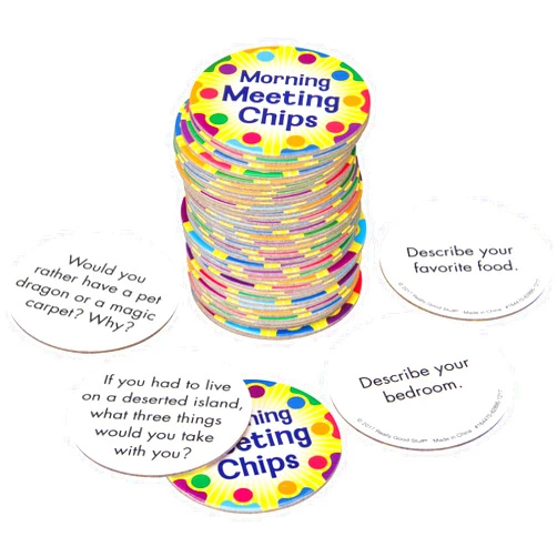 Really Good Stuff Morning Meeting Chips for Kids - Conversation Starters for PreK through Elementary Classrooms - Students Learn & Improve Communication, Listening, & Vocabulary Skills - Sturdy & Waterproof - Included: 40 Unique Meeting Chips, 6cm