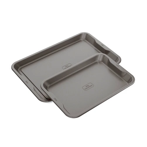 Ninja B32002 Foodi NeverStick Premium 2-Piece Baking Sheet Set, Nonstick, Oven Safe up to 500⁰F, with 9 x 13 inch Sheet & 11 x 17 inch Sheet, Dishwasher Safe, Grey