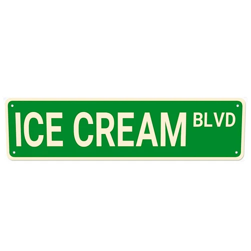 Apular Ice Cream BLVD Street Sign, Ice Cream Sign Ice Cream Decor Ice Cream Lover Gift, Funny Wall Decor for Home/Garden/Kitchen, Quality Metal Signs 16x4 Inch