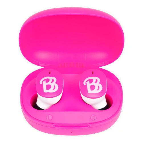 eKids Barbie Wireless Earbuds with Microphone, Bluetooth Earbuds with Charging Case for Ear Buds, Designed for School, Home, or Travel